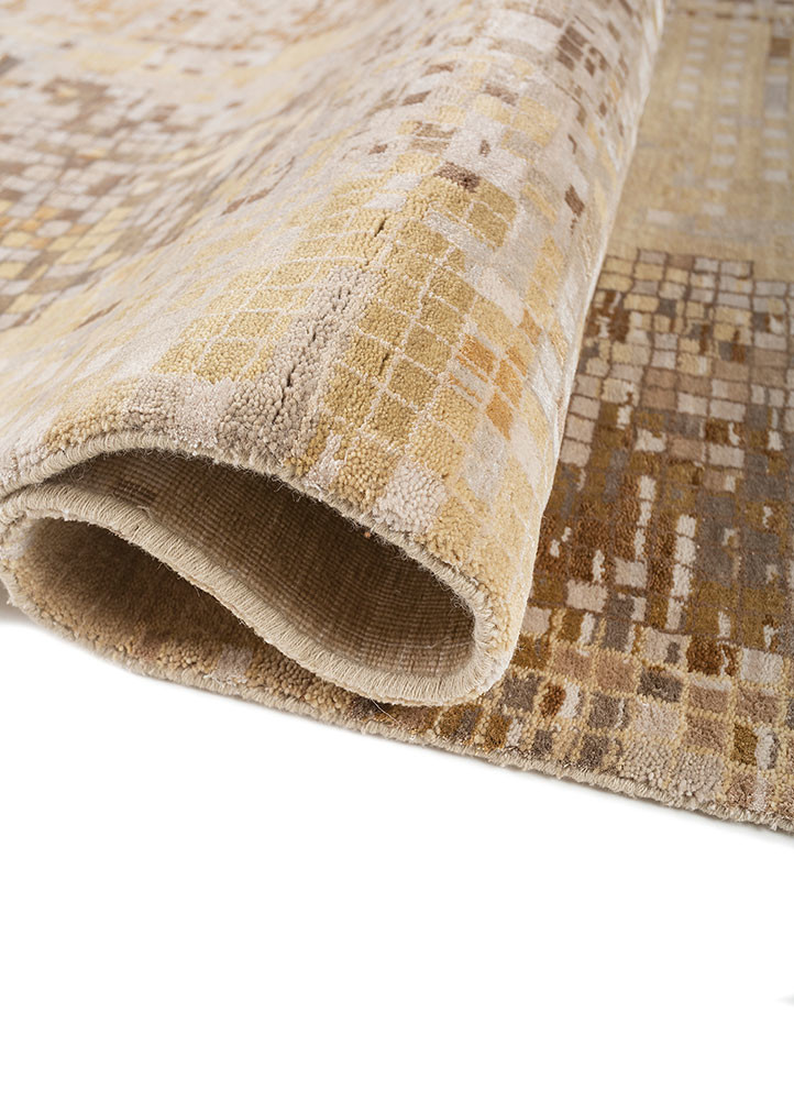 hidden by kavi gold wool and bamboo silk hand knotted Rug - FoldShot